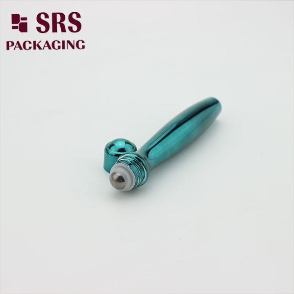 SRS packaging empty plastic eye cream green color 15ml roller ball bottle