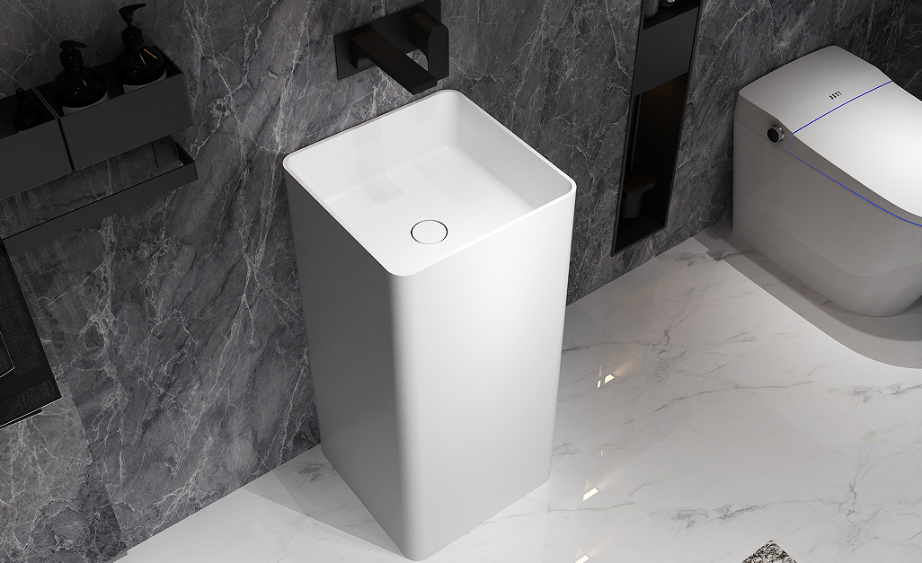 Freestanding Scratch Proof Bathroom Pedestal Basin Sink For Luxury Powder Room ODM