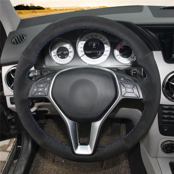 Suede Black Custom Steering Wheel Cover For Mercedes Benz A GLA C CLA Class 2013-2016