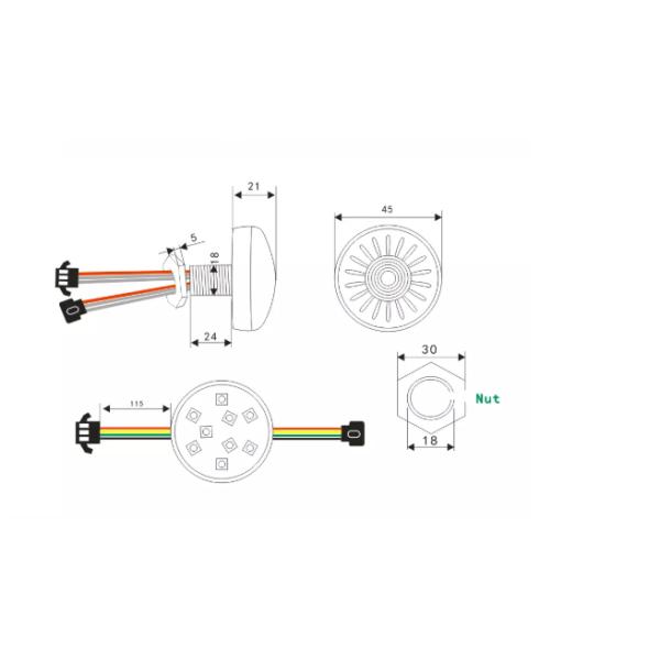Водоустойчивый свет 45mm 9leds Gs8206 Rgb занятности СИД Smd5050