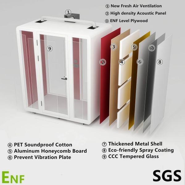 Office Home Hospital Movable 6-8 People Booth Customized as a Fully Sealed Soundproof Sleeping Booth