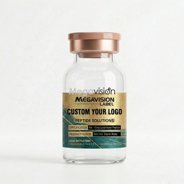 Custom Logo Printing Peptide Powder Vial Label Small Glass Bottle Oil Proof Sticker Packaging Labels for Research Laboratory Use
