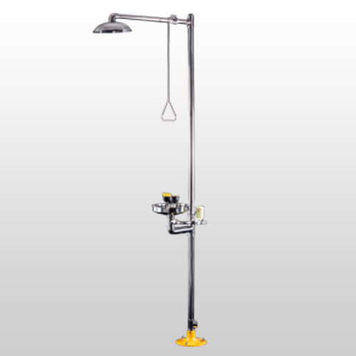 304 Stainless Steel ANSI Z358.1-2014 Compliant Self-Draining Emergency Shower and Eyewash with Floor Mounted Installation