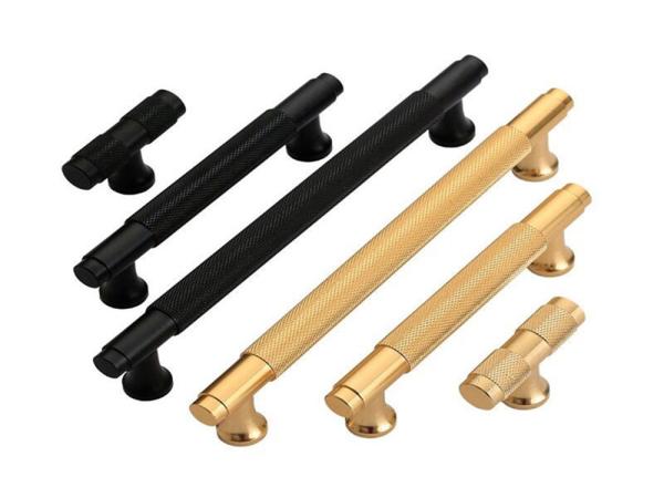 Sweden Stylish  kitchen cabin pulls and handles Knurled Handle Brushed Brass  Aluminum Door pulls