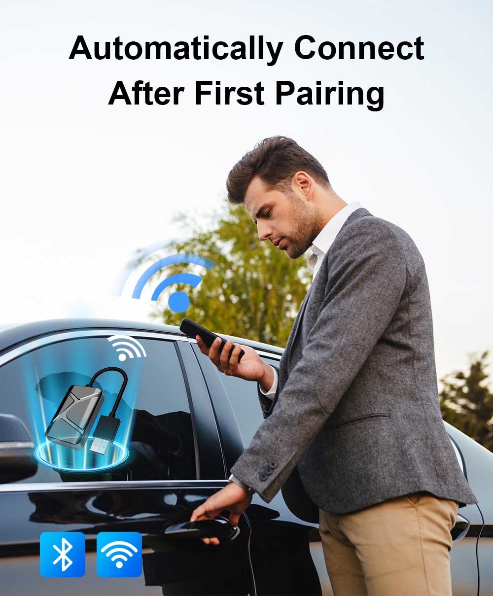 IHeylinkit Smart CarPlay Adapter Wireless USB Plug-in & Play Converts Wired Android Auto to Wireless