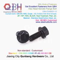 RUÍDO 6921 GR de QBH. 4.8/6.8/8.8/10.9/12.9 auto dentado de aço inoxidável da flange do carbono SS304 SS316 que trava o parafuso de fechamento