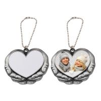 Personnalisé pour l'amour dans les mains voiture commémorative suspendu ornement métal sublimation blanc élégante porte-avions