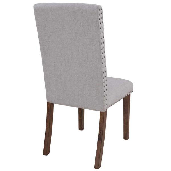 Wood Legs 17.72 L Grey Dining Chairs Set Of 2 / Fabric Dining Room Chairs 27.56lbs