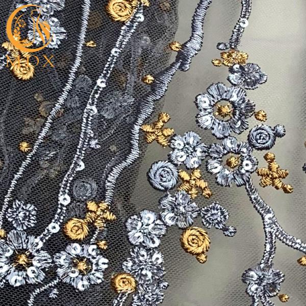 Красочное украшение Sequins яркого блеска вышивки ткани шнурка MDX флористическое