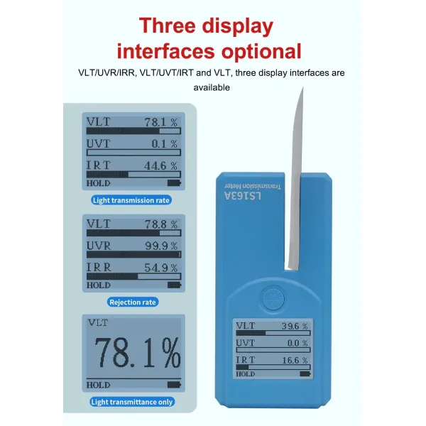Ls163 Ls163A Portable Rotatable Screen Glass Car Window Tint Meter Solar Film Tester