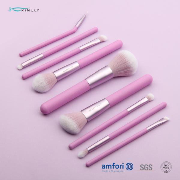Purple Travel 9pcs Plastic Makeup Brushes With PU Pouch