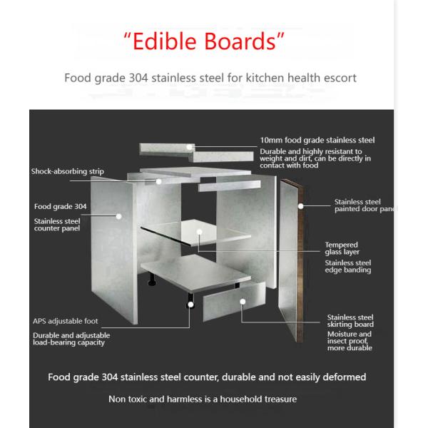 Custom Stainless Steel Top Island Brushed With Adjustable Shelves