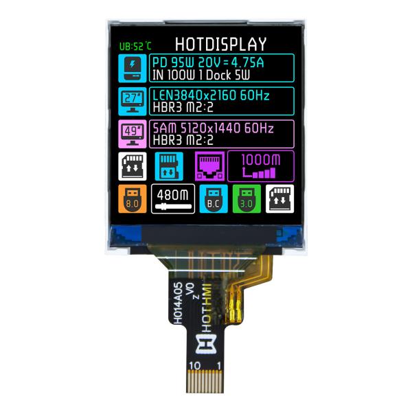 1.44 inch TFT LCD display square 128x128 pixel SPI ST7735 12-pin FFC ZIF connection