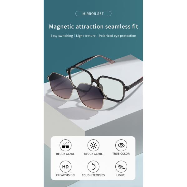 Unisex зажим на магнитных солнечных очках для женщин поляризовывал квадрат УЛЬТРАФИОЛЕТОВОЙ защиты ретро