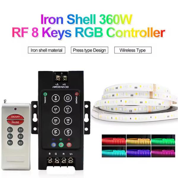 12-24в Железный Шелл LED Контроллер 5-10 Управление расстоянием Rf 8 Ключ 30a Rgb Dimmer