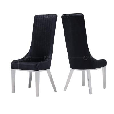 Mirror Silver 122cm SS Dining Chairs PU Black High Back Dining Chairs