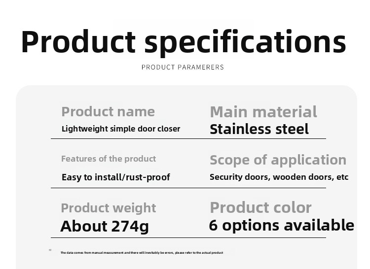 Modern Design Lightweight Stainless Steel Automatic Door Closer Adjustable Speed 180 Opening Invisible Door Spring Bathroom
