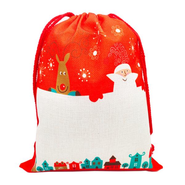 Bolsas de Navidad de sublimación de un solo lado en blanco para transferencia de calor, sacos de arpillera navideños