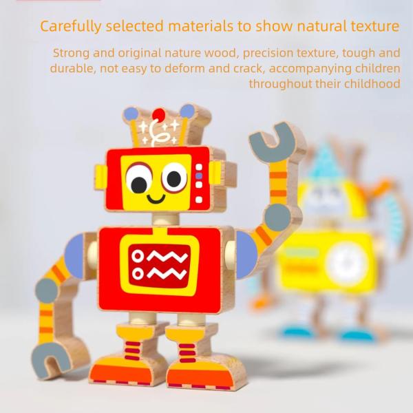 Wholesale Factory Robot Building Block Set Wooden Robot Assembly Toy Set Educational Gift for Kids Boys and Girls
