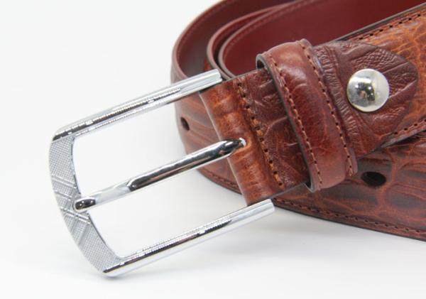 Waist 100cm Crocodile Mens Casual Leather Belt With Zinc Alloy Buckle