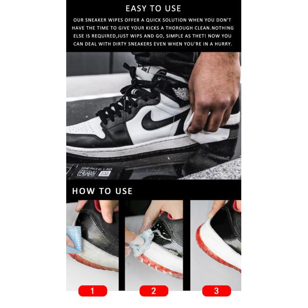 Изготовленные на заказ одноразовые портативные салфетки для кроссовок, салфетки для чистки обуви, 30 шт.