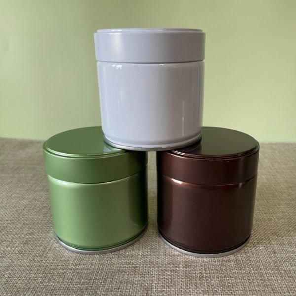 50g 60g Matcha Tea Tin Cans Coffee Powder Green White Yellow Round Tinplate Food Grade Packaging