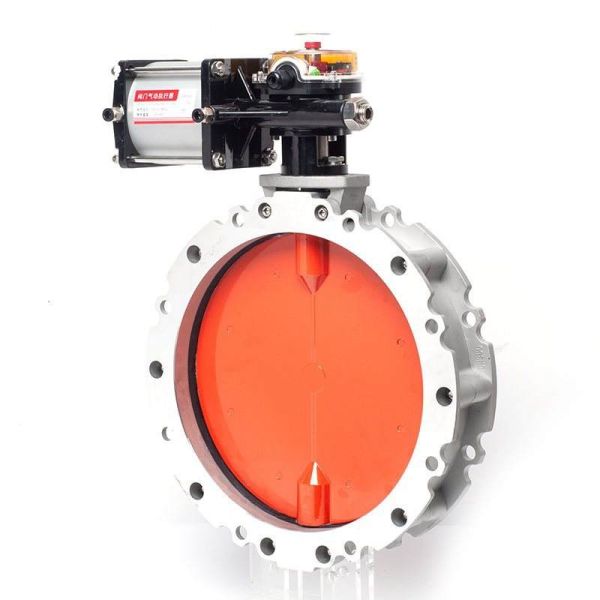 Single Flange Pneumatic Powder Butterfly Valve Aluminum Alloy Dust Butterfly Valve with Limit Switch for Cement Silo Discharge