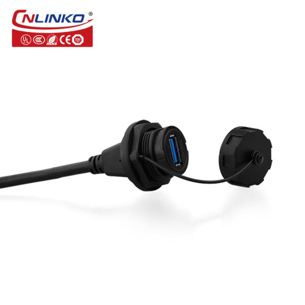 Socket Connector Cnlinko USB Waterproof Circular Male Female USB Plug Panel Mount USB3.0 Ip68 Automotive Type C Female Connector