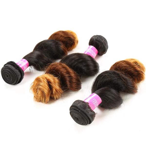 Blonde 1b/4/27 3 Tone Remy Ombre Hair Extensions Brazilian Hair Loose Wave