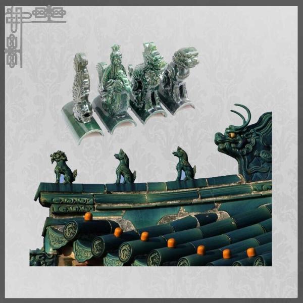 Античная китайская крыша орнаментирует диаграммы висок украшения застеклил Handmade