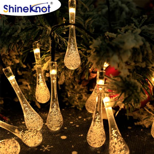 5000K Waterdrop Plug-in LED Light String for Courtyard Decor PVC Transparent Wire Colorful Colored Lighting