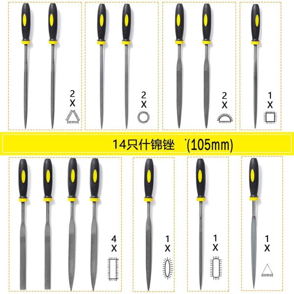Saw Files 19PCS DIY Wooden Hand Tool Flat File Kit Steel File Set with Carrying Case
