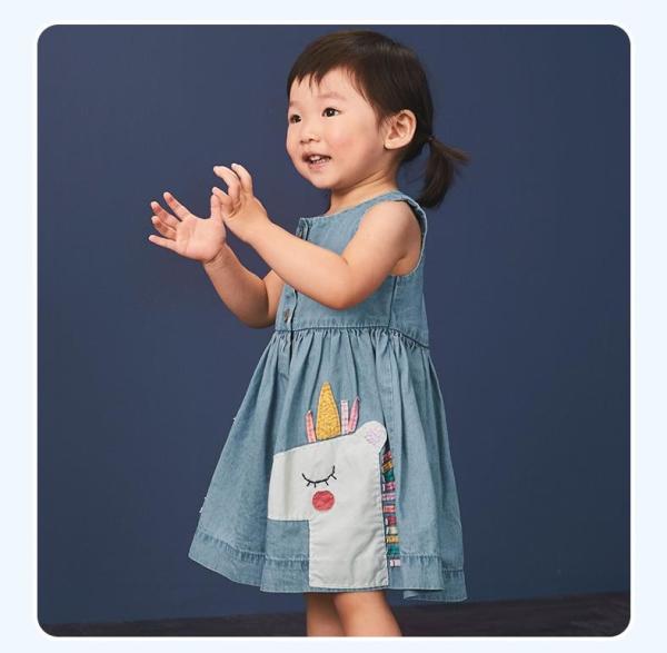Summer Children'S Clothing Girls Printed Dress Children'S Denim Dress