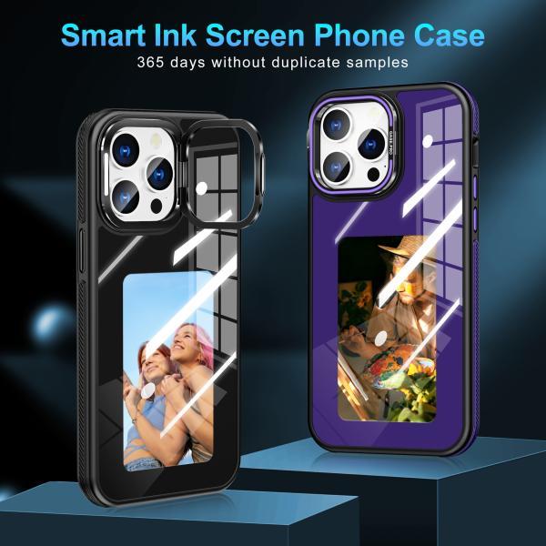 IPhone 16 Mobile Phone Case Metal Magnetic IPhone 17 Mobile Phone Case DIY Color Display Mirror Suitable For Apple Mobile Phone Protective Cover NFC Screen Ink Screen Mobile Phone Case