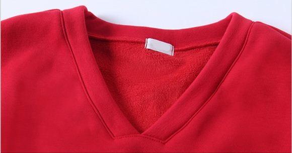 Fashion Women'S Drop Shoulder Sweatshirt ,  V Neck Crop Top Pullover Red Black