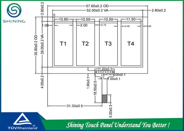 2.4 Inches ITO Film Digital Touch Panel Projected / X Y Matrix Touch Screen