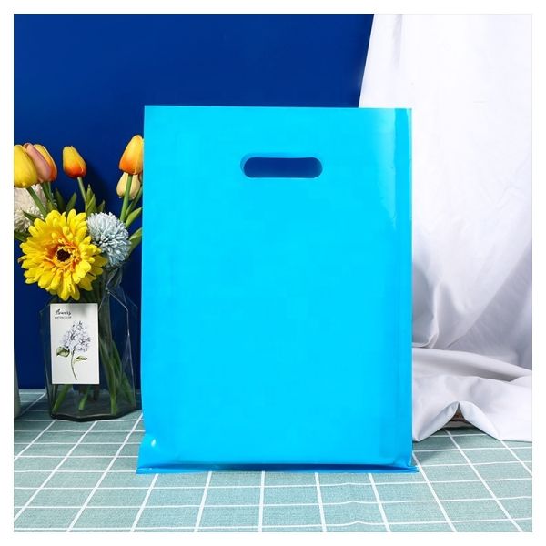 PET Die Cut Plastic Shopping Bags Custom Order Thank You Logo Boutique Bags Handles Merchandise Gifts Packaging Supplies