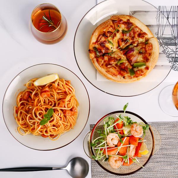 Restaurant Amber Microwave Heated Glass Tray Bowl Set