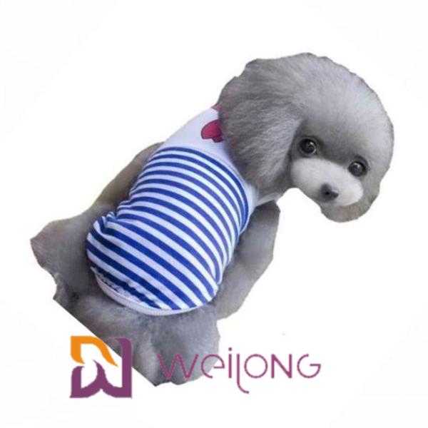 Customized Digital Print Sailor Anchor Stripe Pet T Shirt For Puppy 100% Cotton