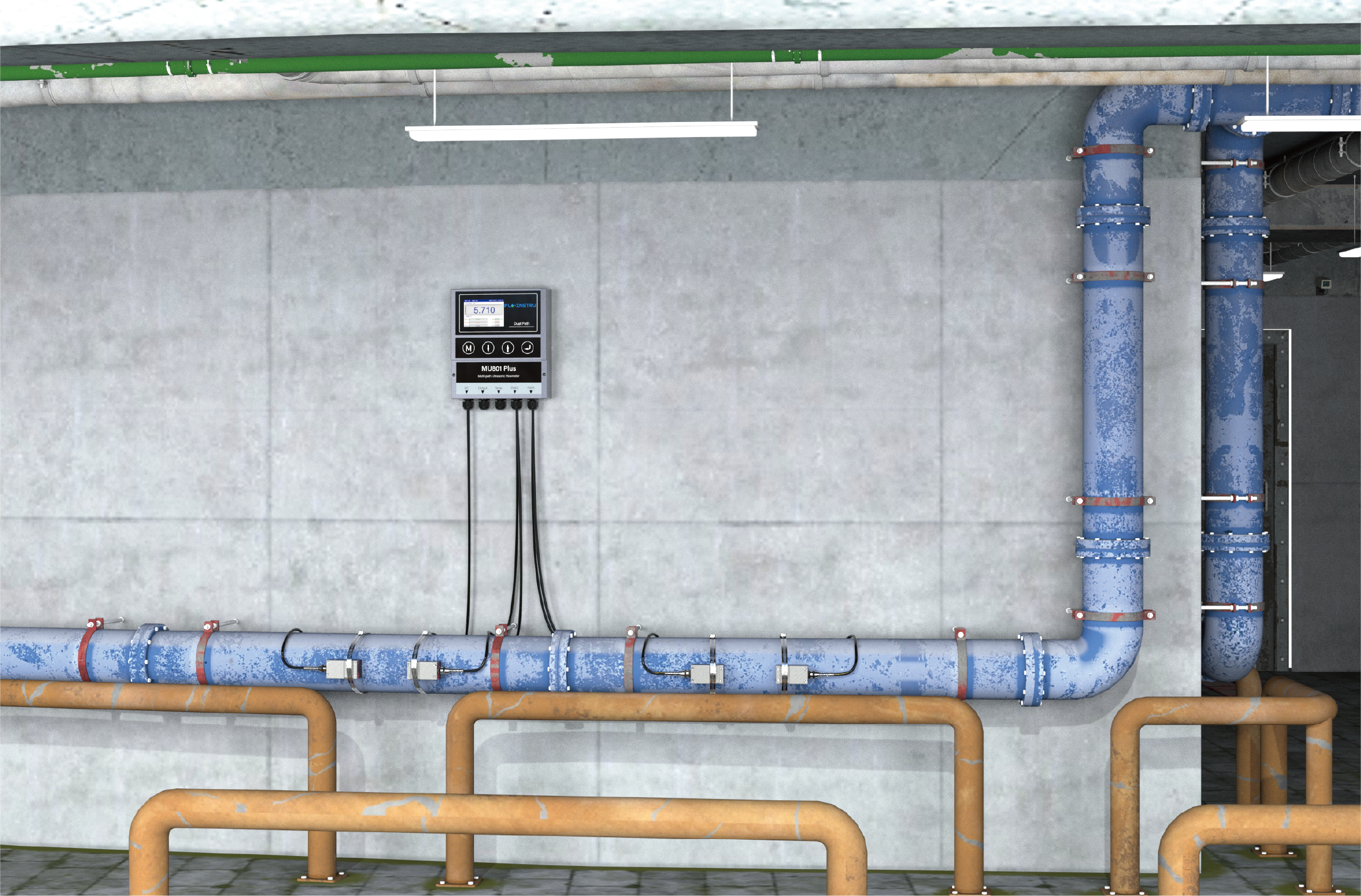 MU801 Plus Multi Path Ultrasonic Flowmeter with ±0.5% Accuracy for Petrochemical Industry Applications