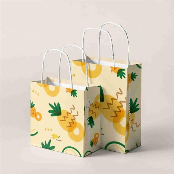 Custom Fruit Printing Kraft Carrier Bags Party Favor Gift Bag Pantone color