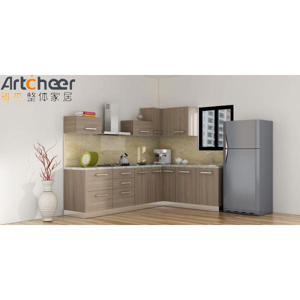 Modern L Shape Kitchen Cabinets in White Gloss Lacquer Finish with Solid Wood Doors