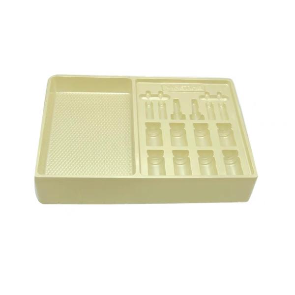 Customized disposable PP pet PVC PS flocking plastic black/white plastic blister tray for food cosmetics