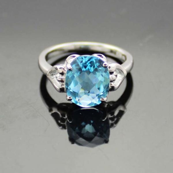 Silver Jewelry 9mmx10mm Oval Yellow Cubic Zirconia Ring(R264)