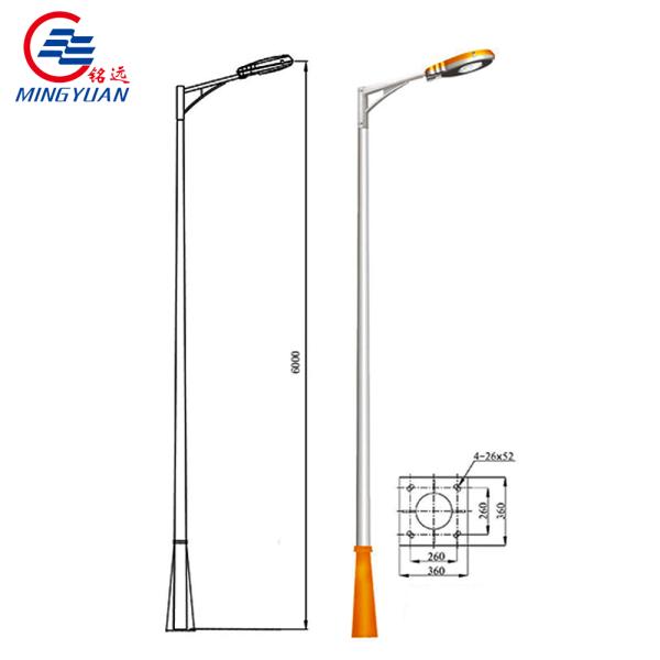 Solar Hexagonal Steel Street Light Pole Q235b Galvanized Highway