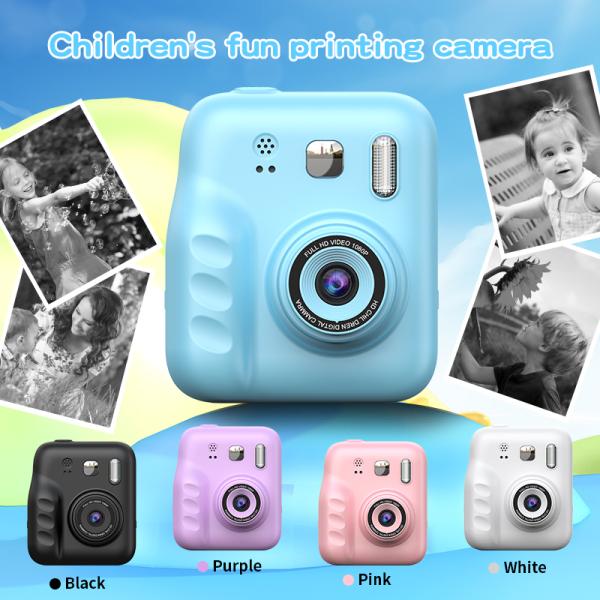 DLC Kids Instant Photo Thermal  No Ink Printing Camera  with LED Flash Dual Lenses2.0 Inch IPS Eye-Protect Screen   1080P Video
