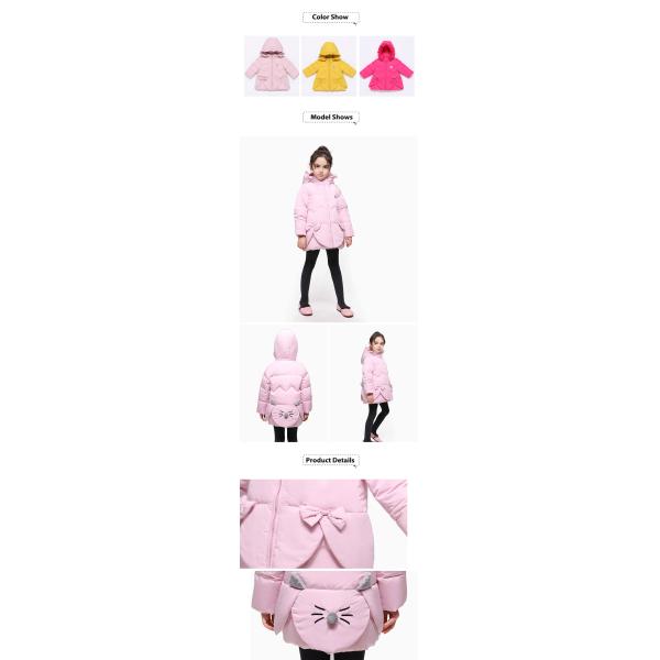 Kids Clothing Suppliers China Long Coat Winter Latest Outdoor Detachable cap Children Girls Pink Down Jacket