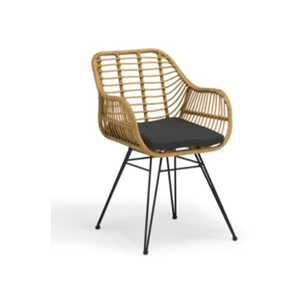 Steel Frame Outdoor Garden Rattan Chair Flat Rattan And Round Rattan