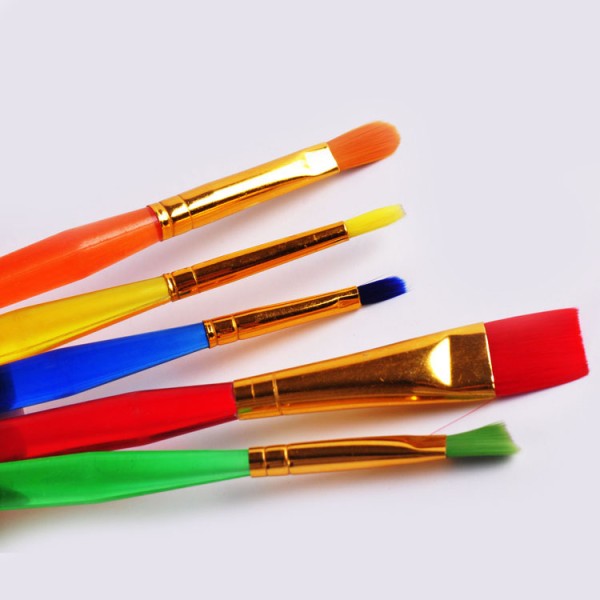 wholesale colorful plastic handle painting nylon brush art brushes for school