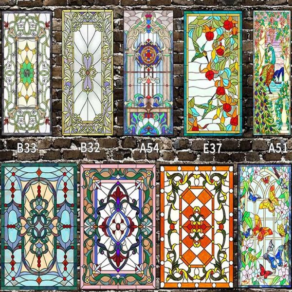 Eco Friendly Stained Glass Decorative Film Reusable Static Cling Privacy Window Sticker